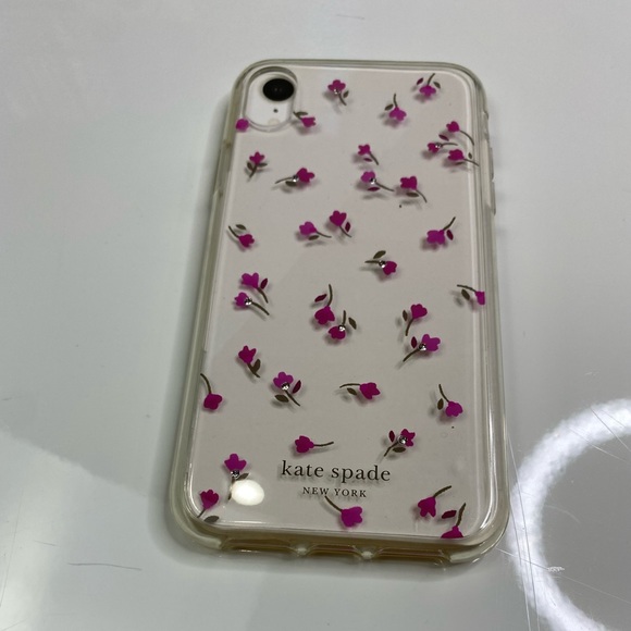 Kate Spade New York Phone Case for Apple iPhone XR Clear/pink crystals.